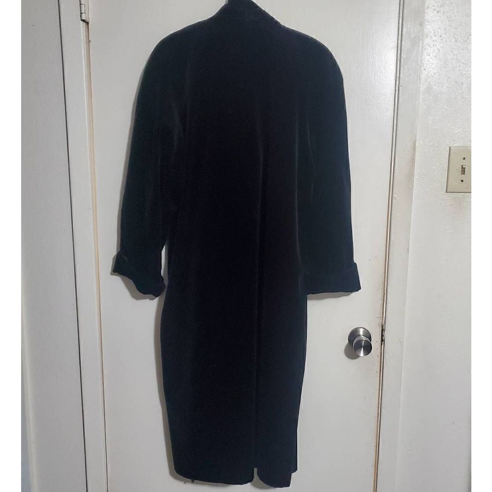 JS Collections Vtg Black Velvet Evening Coat Size Small - Picture 4 of 12